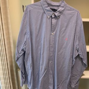 Ralph Lauren long sleeve blue and white check casual shirt, 3XB